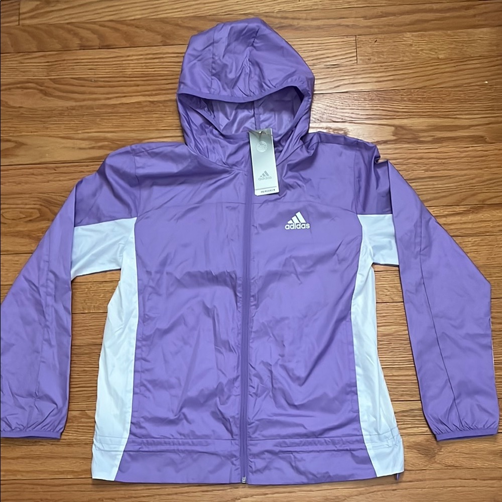 Adidas Purple and White Windbreaker Jacket